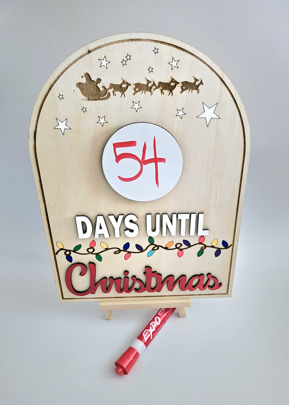 Christmas Countdown Display Kit with Mini Wooden Easel and Expo Marker Days Until Christmas Display Kit with