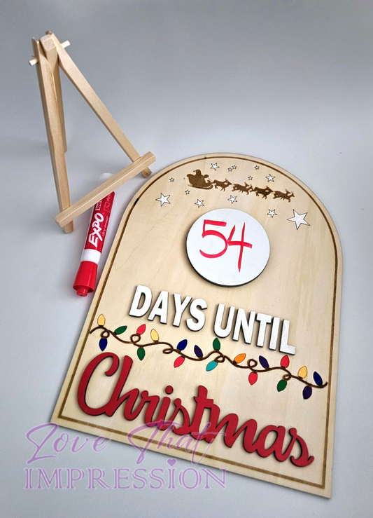 Christmas Countdown Display Kit with Mini Wooden Easel and Expo Marker Days Until Christmas Display Kit with